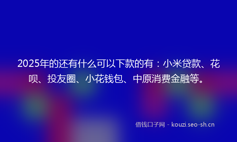 2025年的还有什么可以下款的有:小米贷款、花呗、投友圈、小花钱包、中原消费金融等。
