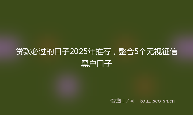 贷款必过的口子2025年推荐，整合5个无视征信黑户口子