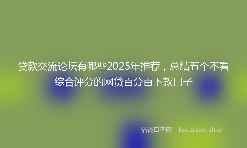 贷款交流论坛有哪些2025年推荐，总结五个不看综合评分的网贷百分百下款口子