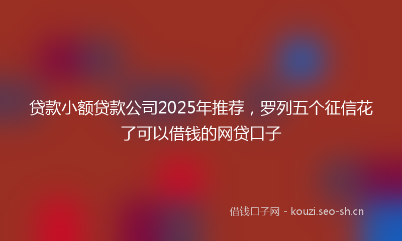 贷款小额贷款公司2025年推荐，罗列五个征信花了可以借钱的网贷口子