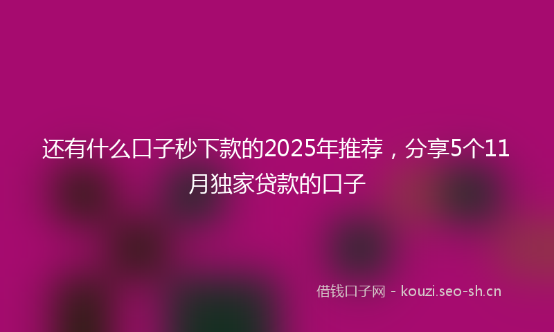还有什么口子秒下款的2025年推荐，分享5个11月独家贷款的口子