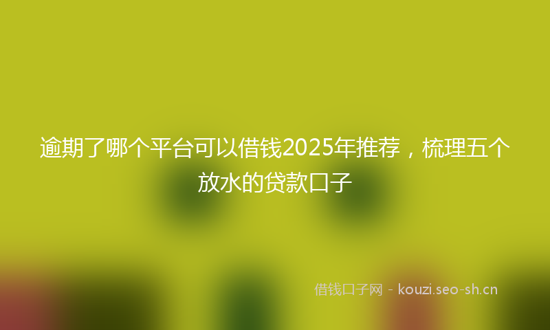 逾期了哪个平台可以借钱2025年推荐,梳理五个放水的贷款口子
