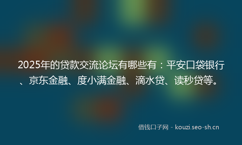 2025年的贷款交流论坛有哪些有：平安口袋银行、京东金融、度小满金融、滴水贷、读秒贷等。