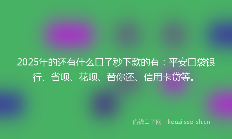 2025年的还有什么口子秒下款的有：平安口袋银行、省呗、花呗、替你还、信用卡贷等。