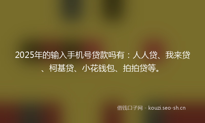 2025年的输入手机号贷款吗有：人人贷、我来贷、柯基贷、小花钱包、拍拍贷等。