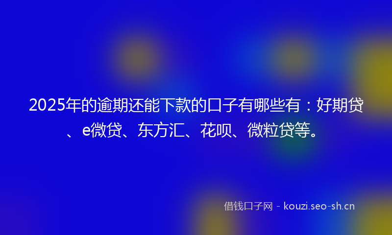 2025年的逾期还能下款的口子有哪些有：好期贷、e微贷、东方汇、花呗、微粒贷等。