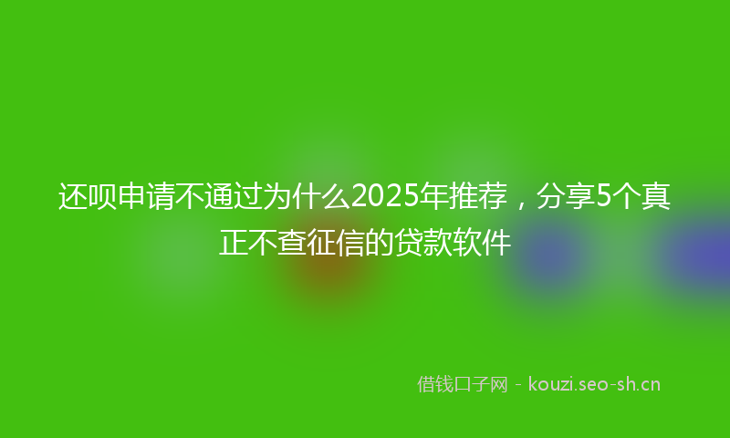 还呗申请不通过为什么2025年推荐,分享5个真正不查征信的贷款软件