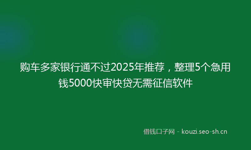 购车多家银行通不过2025年推荐，整理5个急用钱5000快审快贷无需征信软件