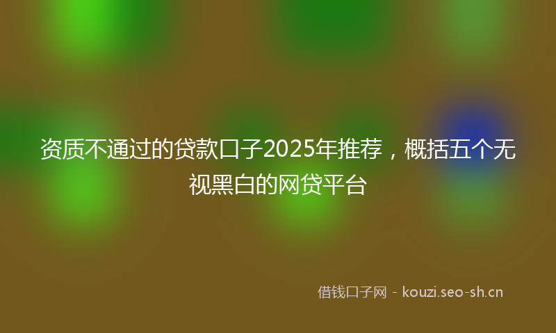 资质不通过的贷款口子2025年推荐，概括五个无视黑白的网贷平台
