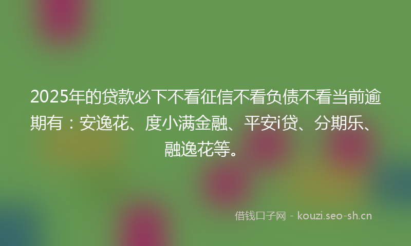 2025年的贷款必下不看征信不看负债不看当前逾期有：安逸花、度小满金融、平安i贷、分期乐、融逸花等。