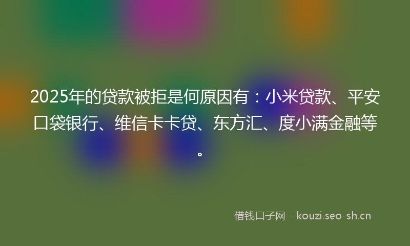 2025年的贷款被拒是何原因有：小米贷款、平安口袋银行、维信卡卡贷、东方汇、度小满金融等。