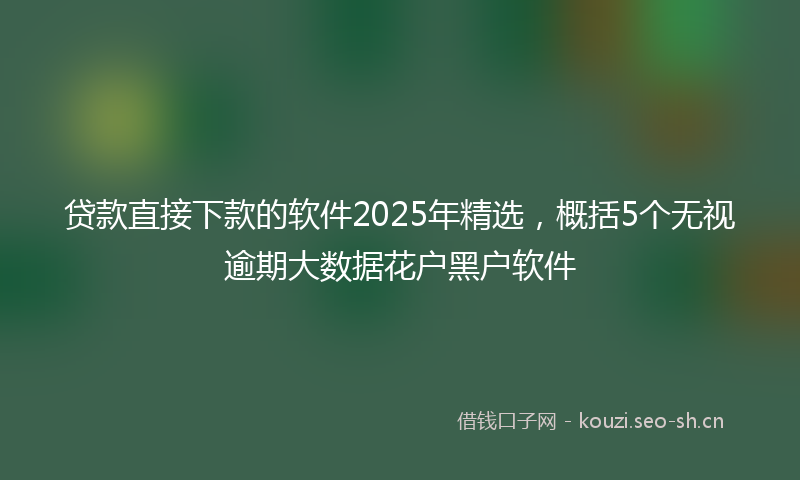 贷款直接下款的软件2025年精选，概括5个无视逾期大数据花户黑户软件