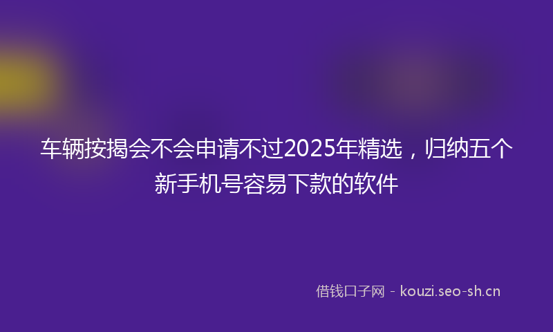 车辆按揭会不会申请不过2025年精选，归纳五个新手机号容易下款的软件