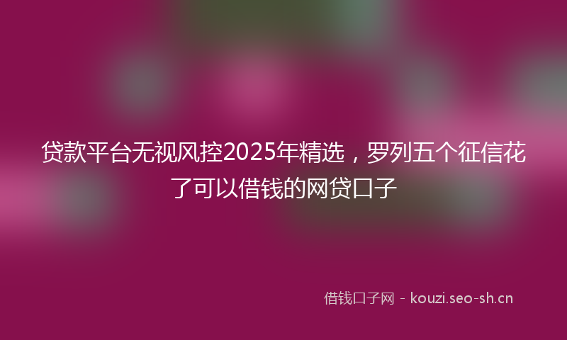 贷款平台无视风控2025年精选，罗列五个征信花了可以借钱的网贷口子