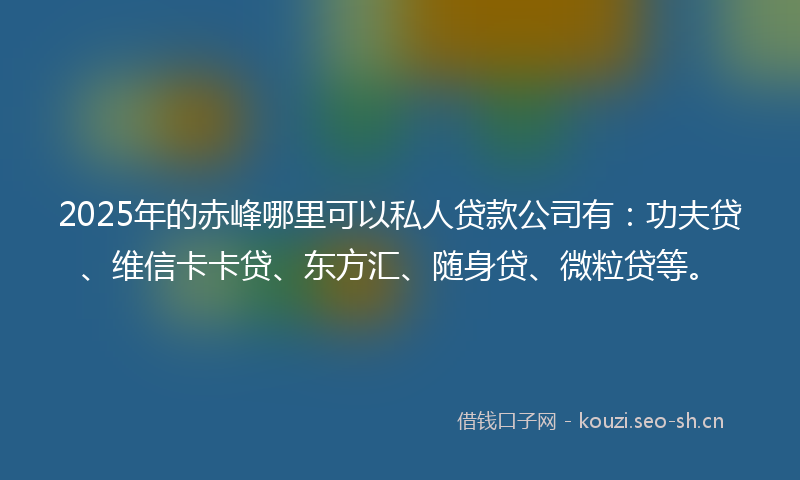 2025年的赤峰哪里可以私人贷款公司有：功夫贷、维信卡卡贷、东方汇、随身贷、微粒贷等。