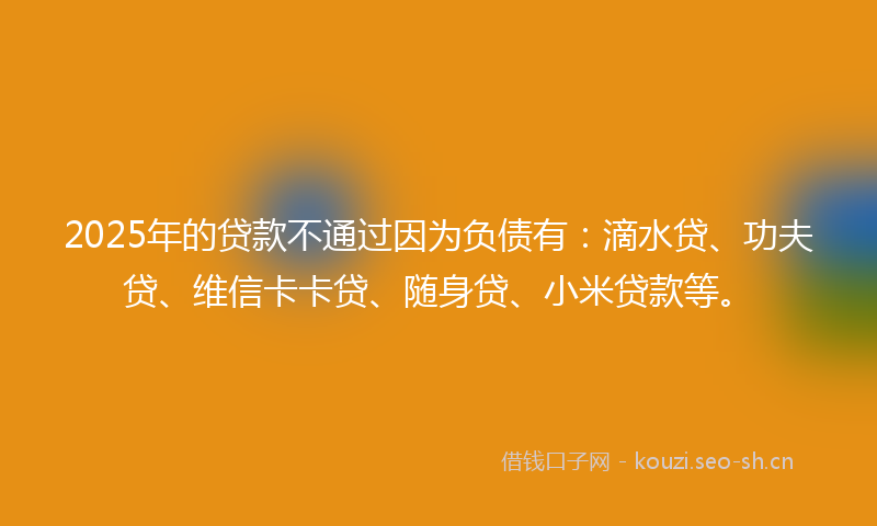 2025年的贷款不通过因为负债有：滴水贷、功夫贷、维信卡卡贷、随身贷、小米贷款等。