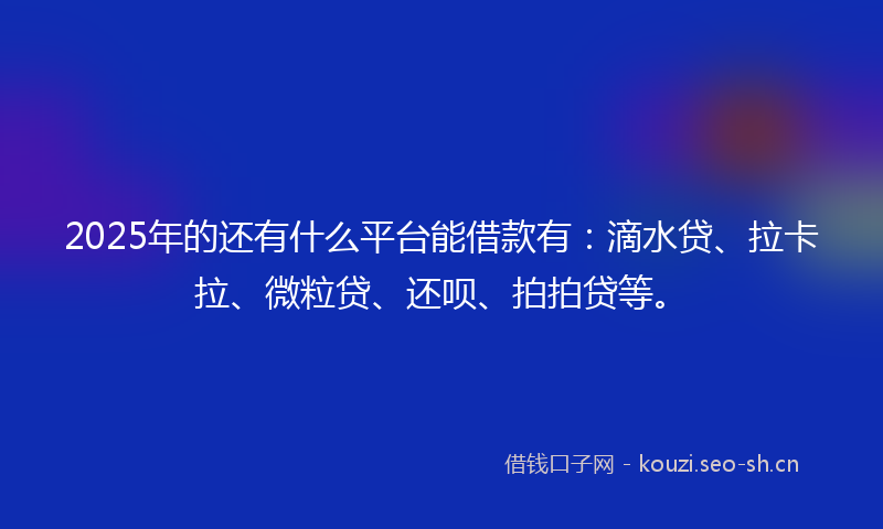 2025年的还有什么平台能借款有：滴水贷、拉卡拉、微粒贷、还呗、拍拍贷等。