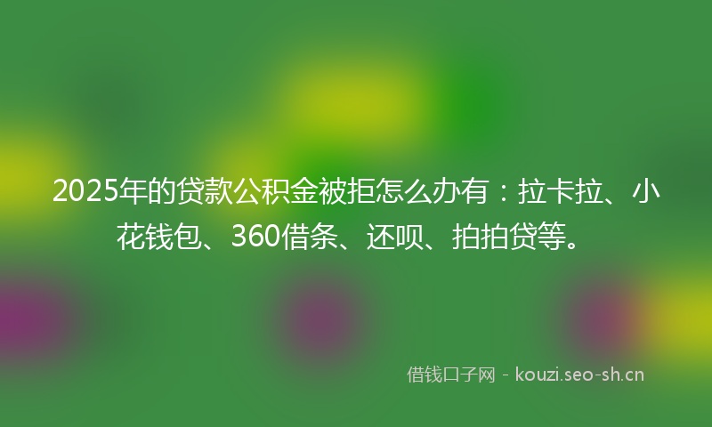 2025年的贷款公积金被拒怎么办有：拉卡拉、小花钱包、360借条、还呗、拍拍贷等。