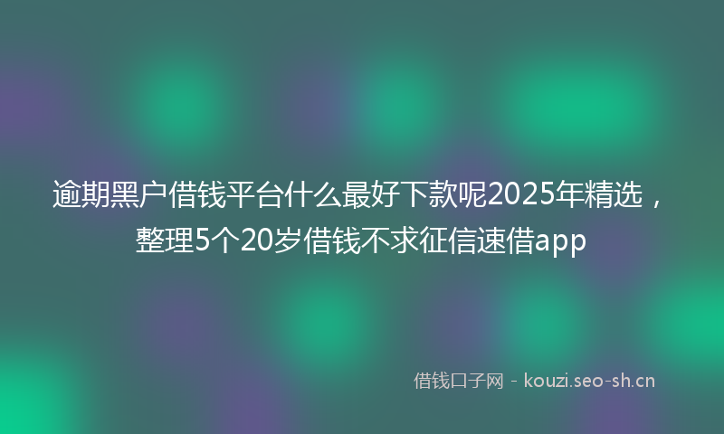 逾期黑户借钱平台什么最好下款呢2025年精选，整理5个20岁借钱不求征信速借app