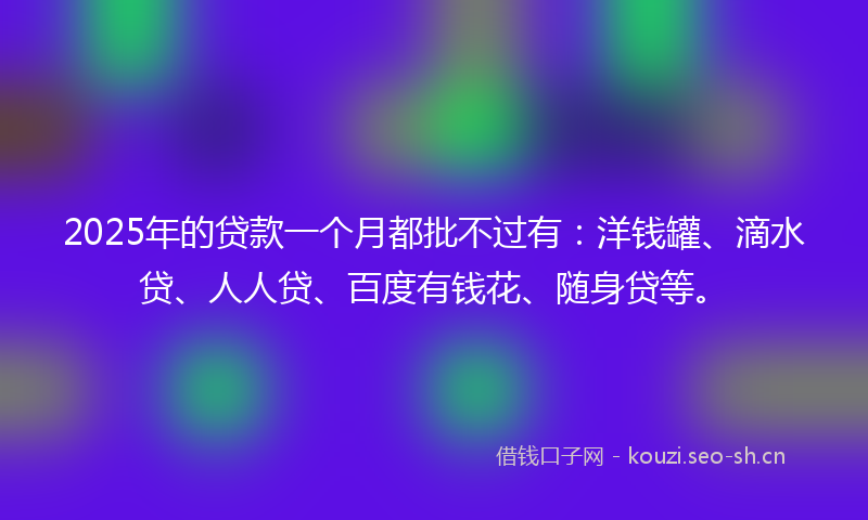 2025年的贷款一个月都批不过有：洋钱罐、滴水贷、人人贷、百度有钱花、随身贷等。