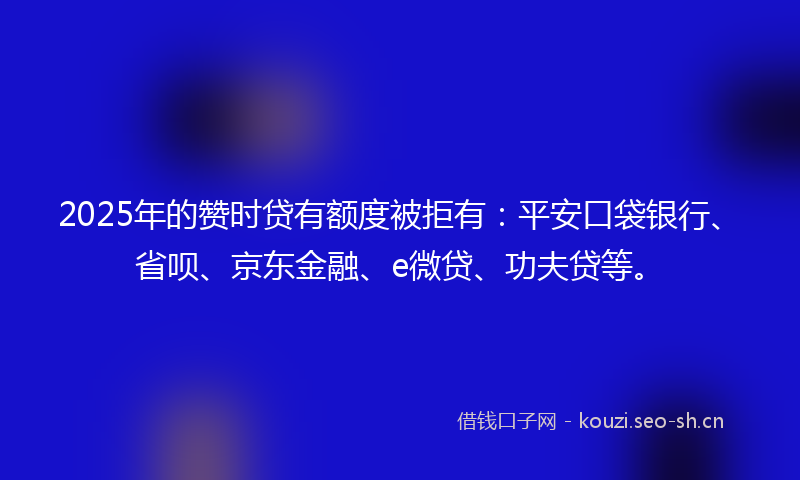 2025年的赞时贷有额度被拒有:平安口袋银行、省呗、京东金融、e微贷、功夫贷等。