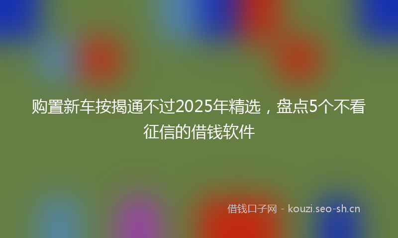 购置新车按揭通不过2025年精选，盘点5个不看征信的借钱软件