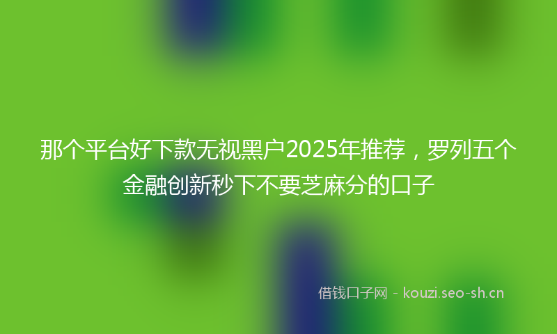 那个平台好下款无视黑户2025年推荐，罗列五个金融创新秒下不要芝麻分的口子