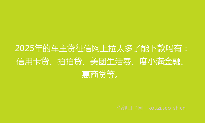 2025年的车主贷征信网上拉太多了能下款吗有:信用卡贷、拍拍贷、美团生活费、度小满金融、惠商贷等。