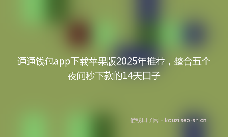 通通钱包app下载苹果版2025年推荐，整合五个夜间秒下款的14天口子