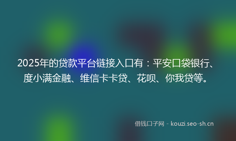 2025年的贷款平台链接入口有：平安口袋银行、度小满金融、维信卡卡贷、花呗、你我贷等。