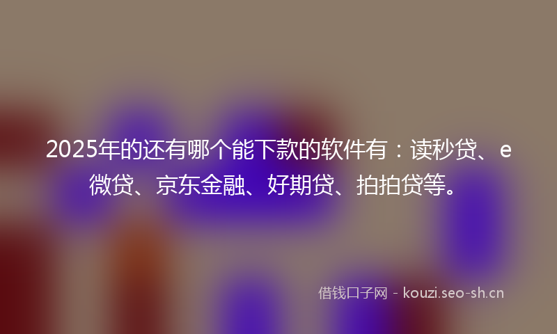2025年的还有哪个能下款的软件有:读秒贷、e微贷、京东金融、好期贷、拍拍贷等。
