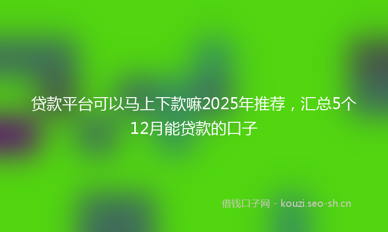 贷款平台可以马上下款嘛2025年推荐，汇总5个12月能贷款的口子