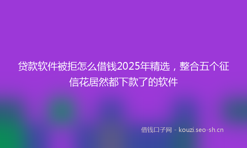 贷款软件被拒怎么借钱2025年精选，整合五个征信花居然都下款了的软件
