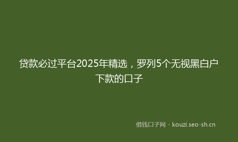 贷款必过平台2025年精选，罗列5个无视黑白户下款的口子