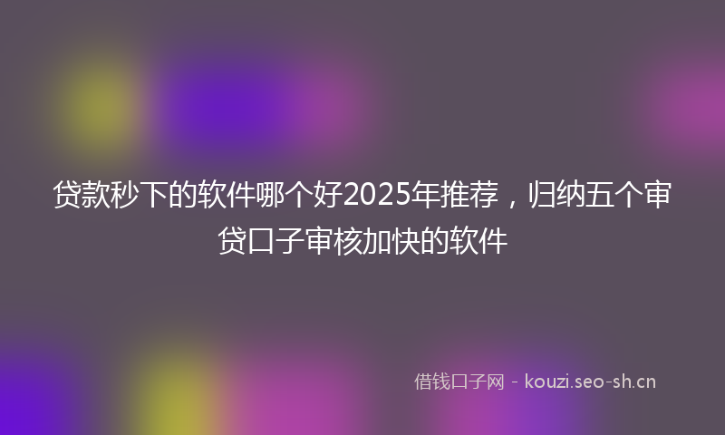 贷款秒下的软件哪个好2025年推荐，归纳五个审贷口子审核加快的软件