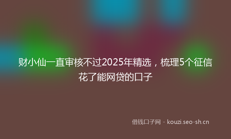 财小仙一直审核不过2025年精选，梳理5个征信花了能网贷的口子
