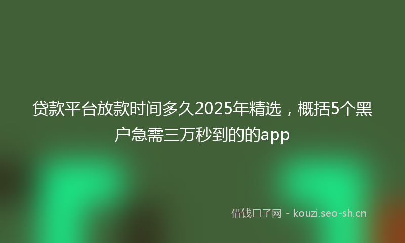 贷款平台放款时间多久2025年精选，概括5个黑户急需三万秒到的的app