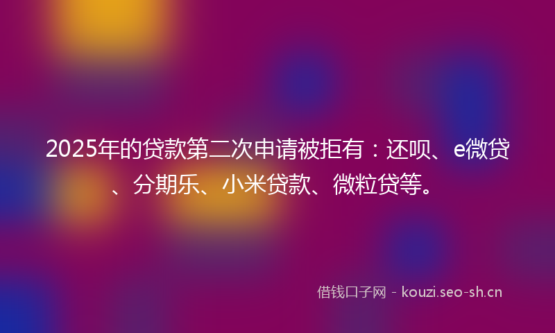 2025年的贷款第二次申请被拒有：还呗、e微贷、分期乐、小米贷款、微粒贷等。