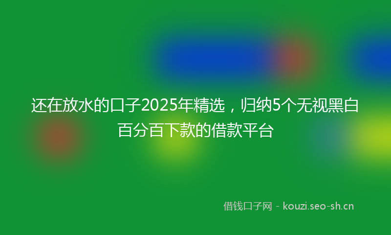 还在放水的口子2025年精选,归纳5个无视黑白百分百下款的借款平台
