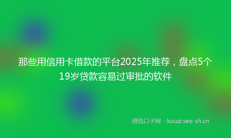 那些用信用卡借款的平台2025年推荐，盘点5个19岁贷款容易过审批的软件