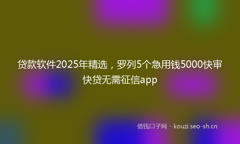 贷款软件2025年精选，罗列5个急用钱5000快审快贷无需征信app