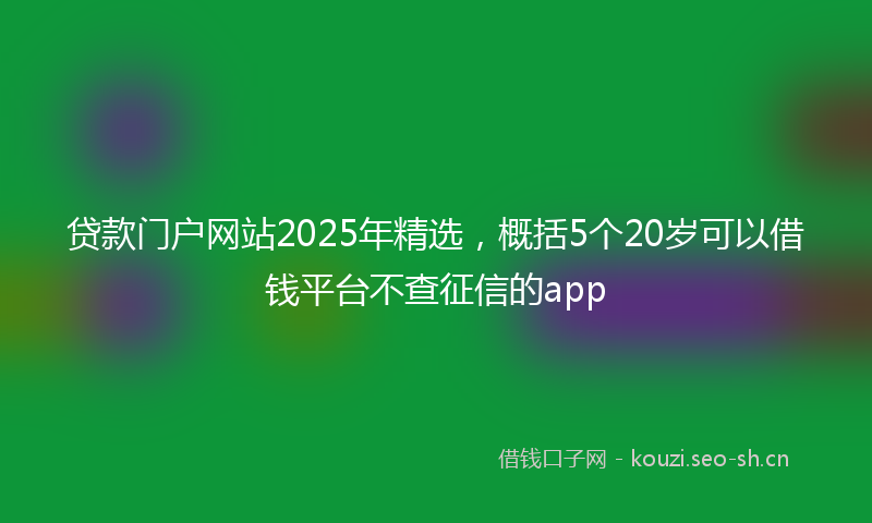 贷款门户网站2025年精选,概括5个20岁可以借钱平台不查征信的app