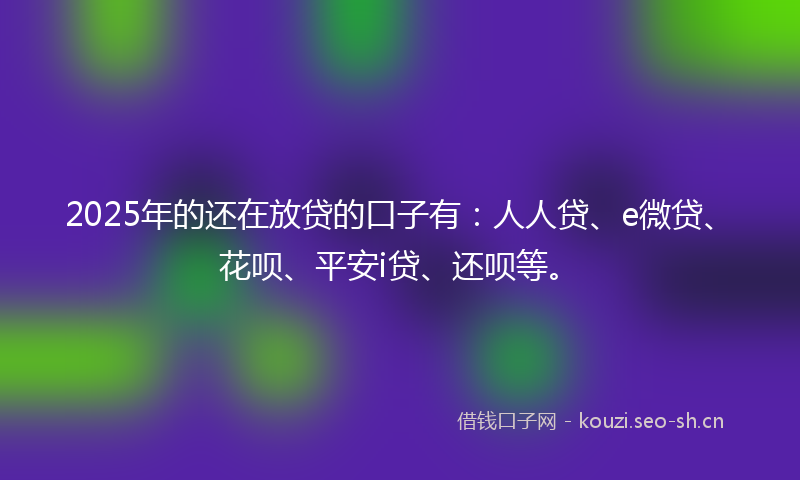 2025年的还在放贷的口子有:人人贷、e微贷、花呗、平安i贷、还呗等。