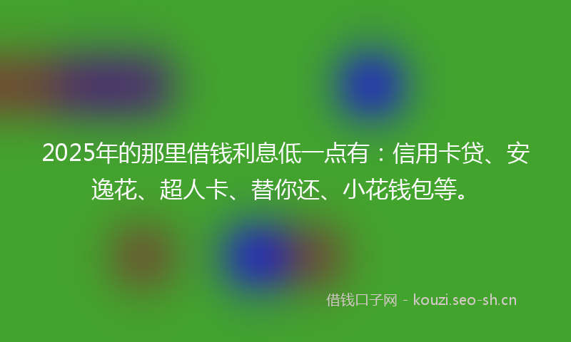 2025年的那里借钱利息低一点有：信用卡贷、安逸花、超人卡、替你还、小花钱包等。