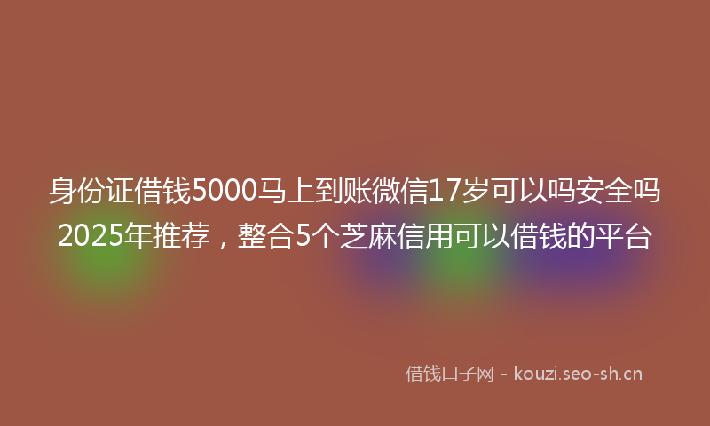 身份证借钱5000马上到账微信17岁可以吗安全吗2025年推荐，整合5个芝麻信用可以借钱的平台