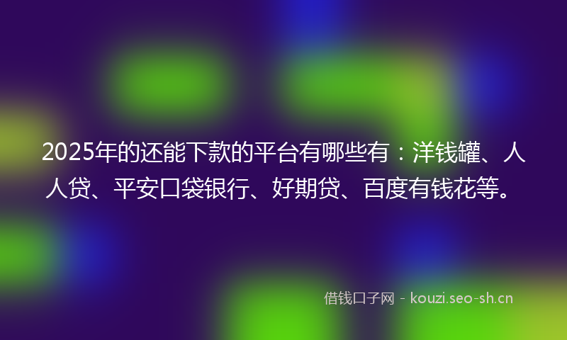 2025年的还能下款的平台有哪些有：洋钱罐、人人贷、平安口袋银行、好期贷、百度有钱花等。