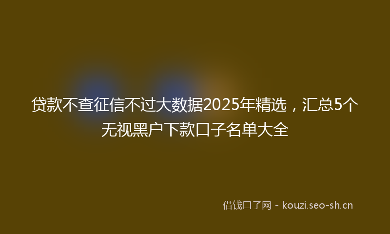 贷款不查征信不过大数据2025年精选，汇总5个无视黑户下款口子名单大全