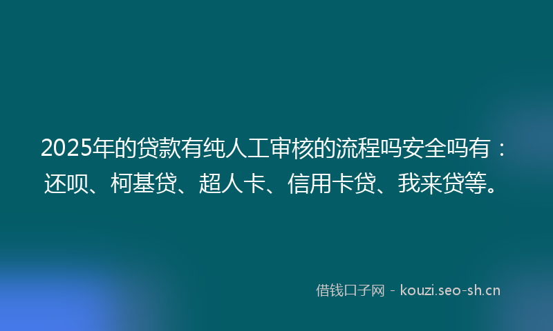 2025年的贷款有纯人工审核的流程吗安全吗有：还呗、柯基贷、超人卡、信用卡贷、我来贷等。