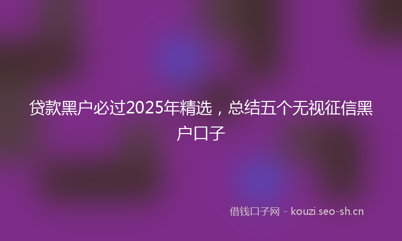 贷款黑户必过2025年精选,总结五个无视征信黑户口子