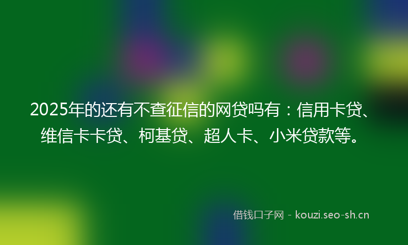 2025年的还有不查征信的网贷吗有:信用卡贷、维信卡卡贷、柯基贷、超人卡、小米贷款等。